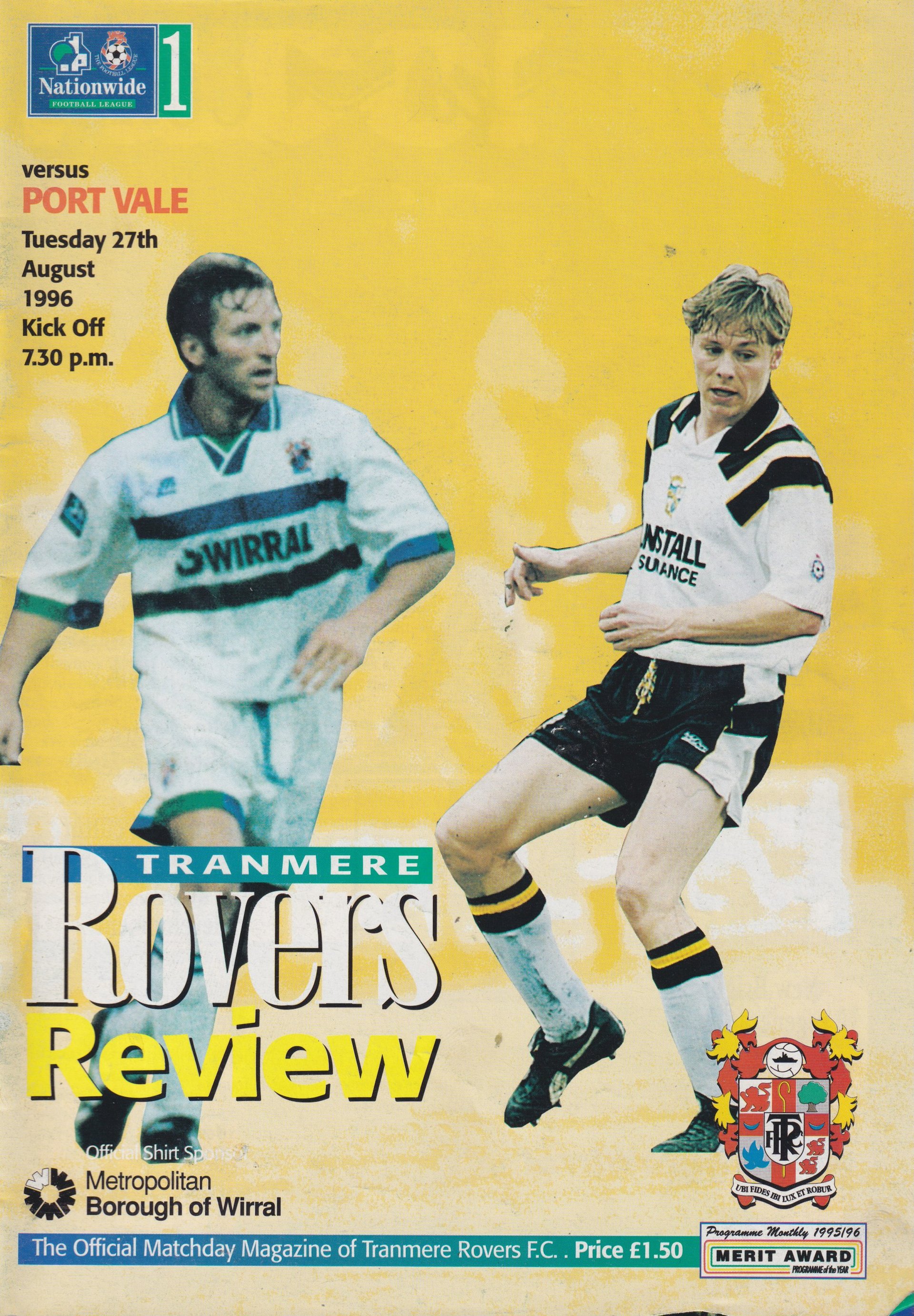 Tranmere Rovers v Port Vale match programme